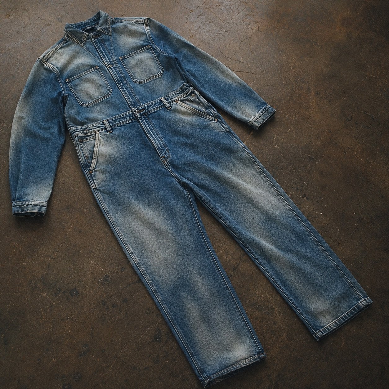 Marshall Denim Boilersuit — Dungarees by YOON SYM. close detail of the fabric and finish.
