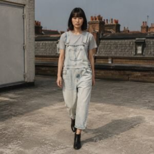 Soho Cropped Dungarees — Dungarees by YOON SYM. worn by a model.