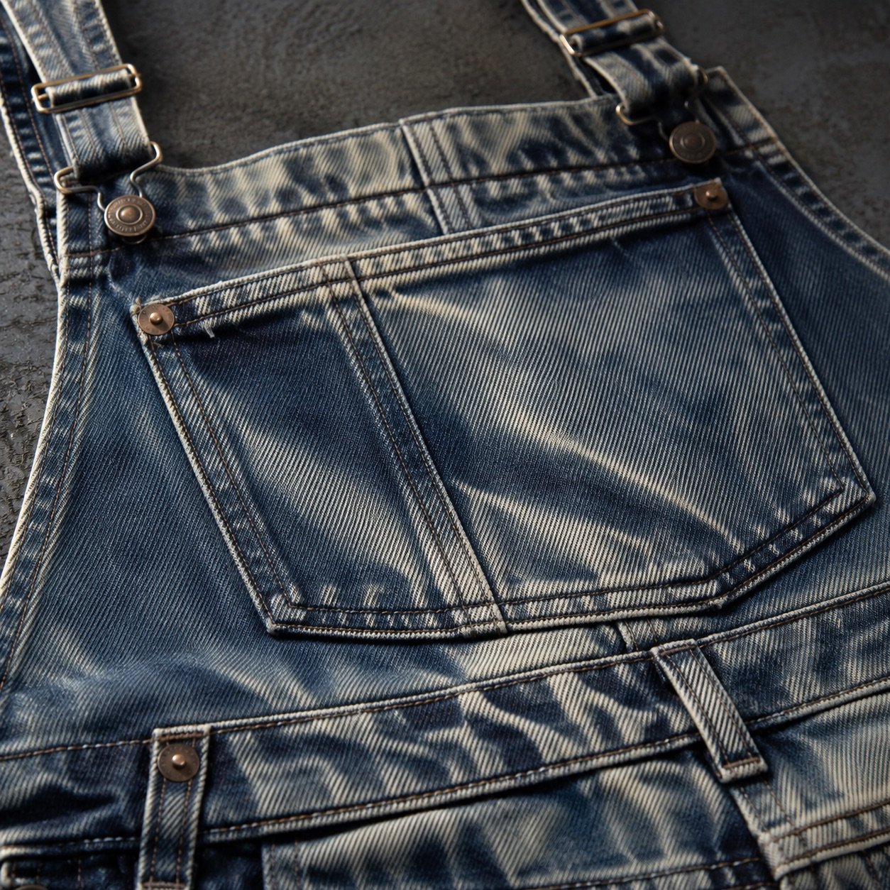 Noel Straight Leg Dungarees — Dungarees by YOON SYM. close detail of the fabric and finish.
