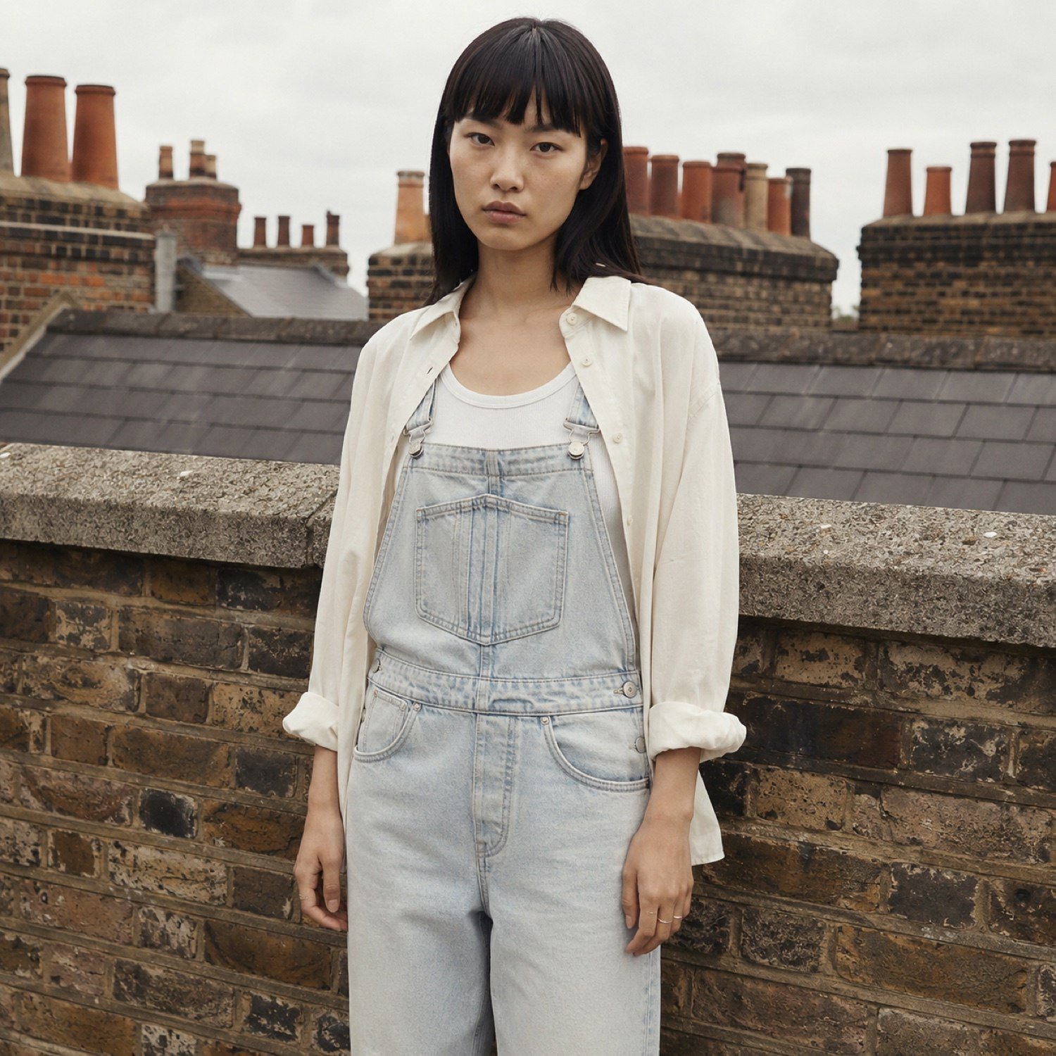Noel Straight Leg Dungarees — Dungarees by YOON SYM. worn by a model.