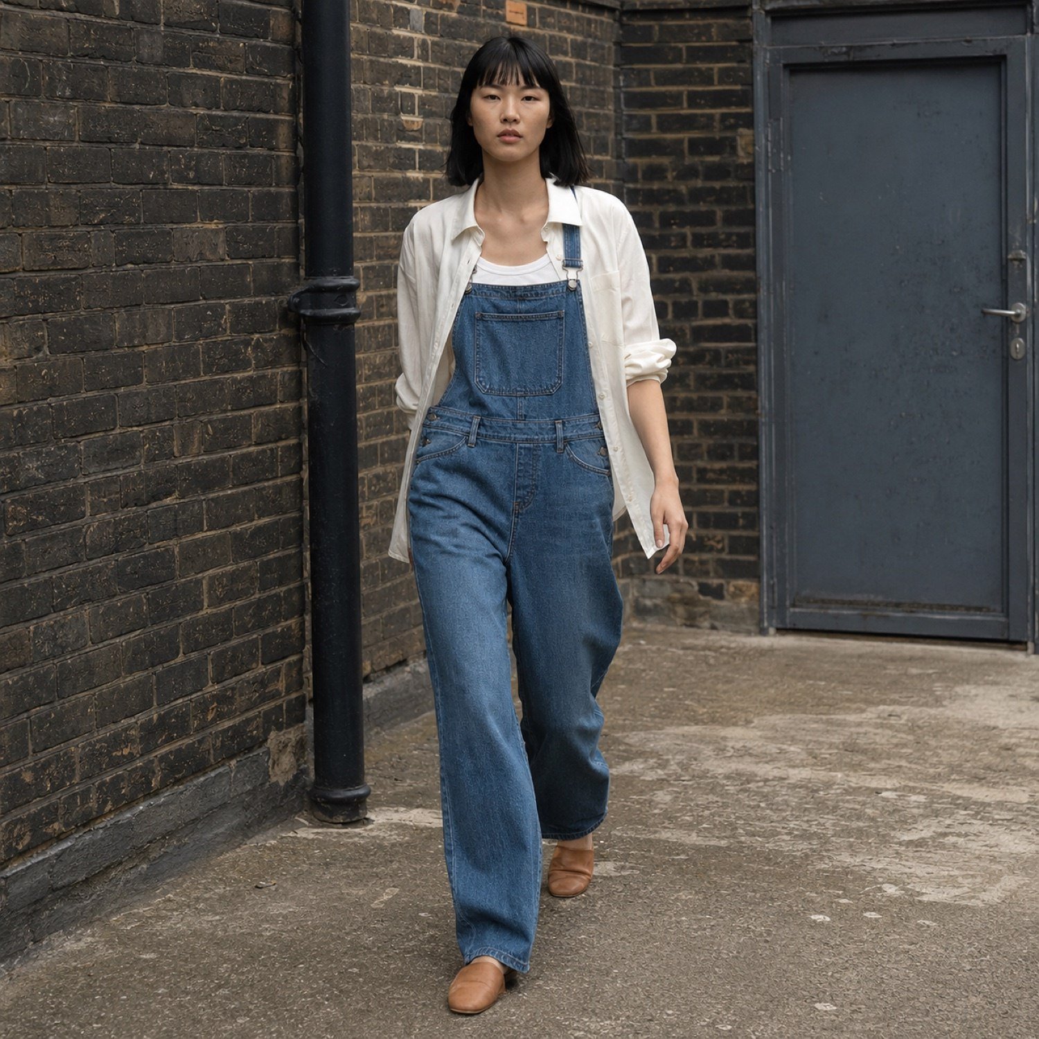 Kingly Wide Leg Dungarees — Dungarees by YOON SYM. worn by a model.