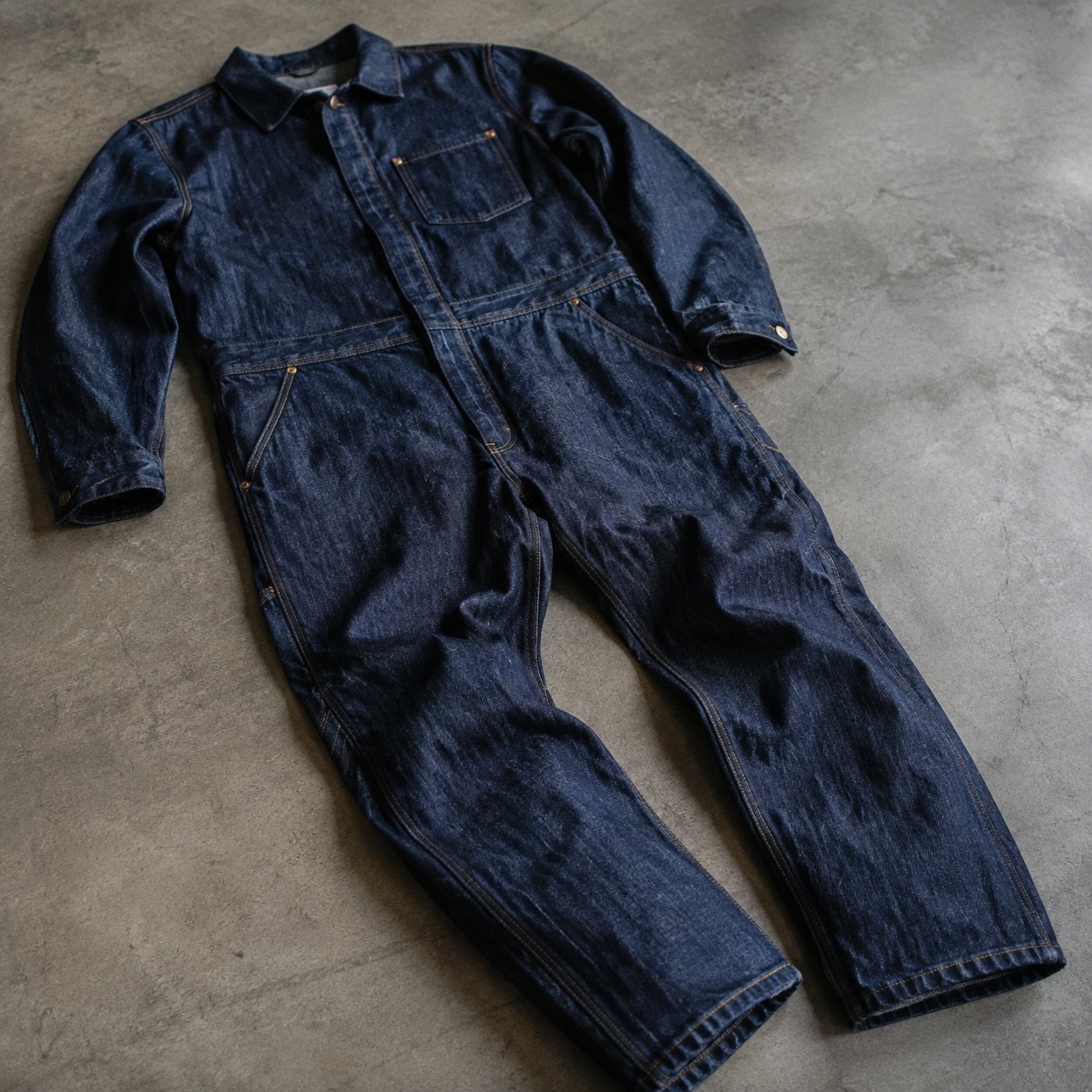 Lexington Denim Boilersuit — Dungarees by YOON SYM. close detail of the fabric and finish.