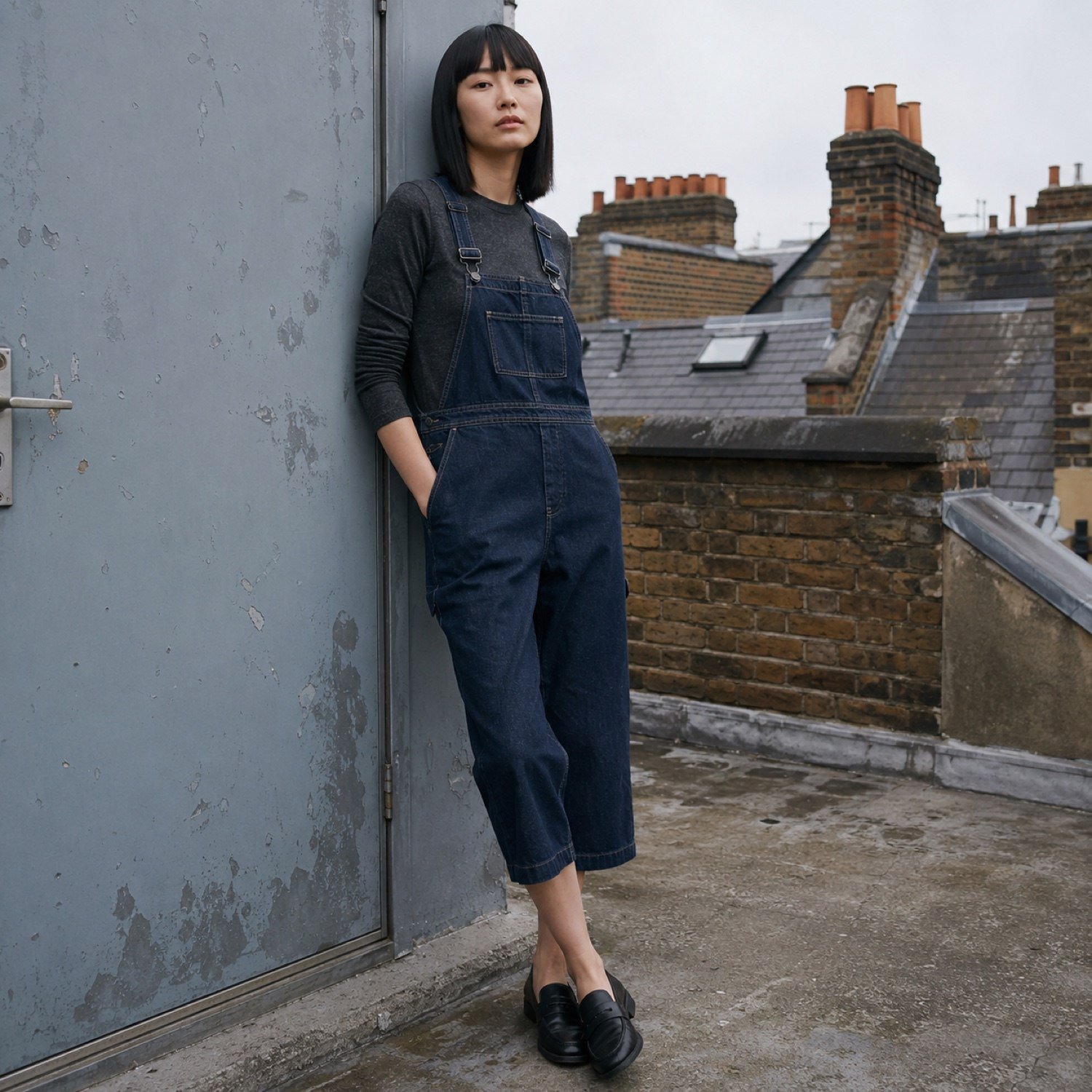 Warwick Cropped Dungarees — Dungarees by YOON SYM. worn by a model.