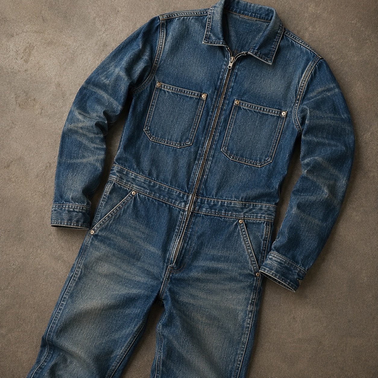 Foubert Denim Boilersuit — Dungarees by YOON SYM. close detail of the fabric and finish.