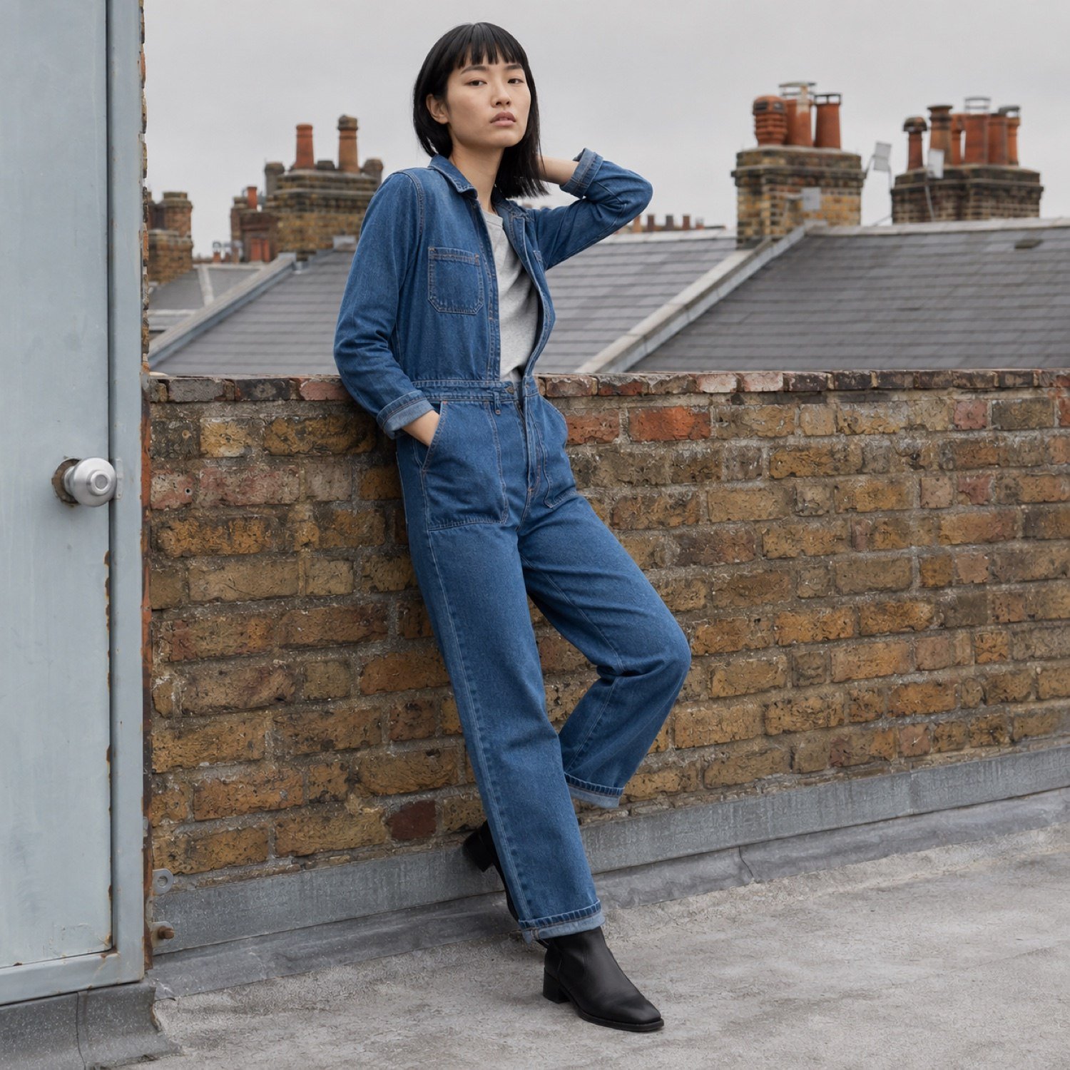 Foubert Denim Boilersuit — Dungarees by YOON SYM. worn by a model.