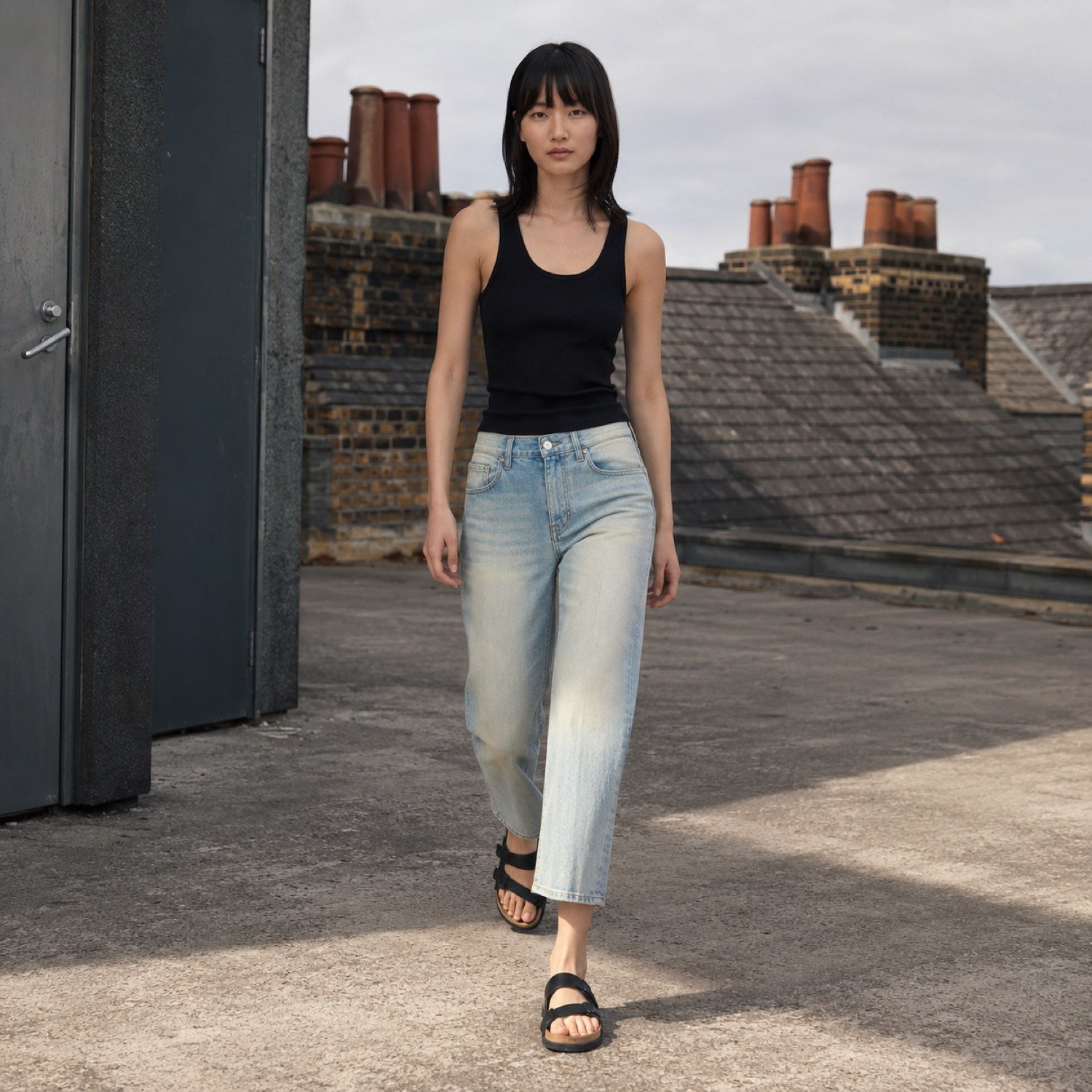 Broadwick Cropped Straight Jean — Jeans by YOON SYM. worn by a model.