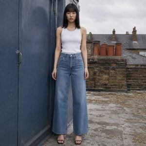 Noel Wide Leg Jean — Jeans by YOON SYM. worn by a model.