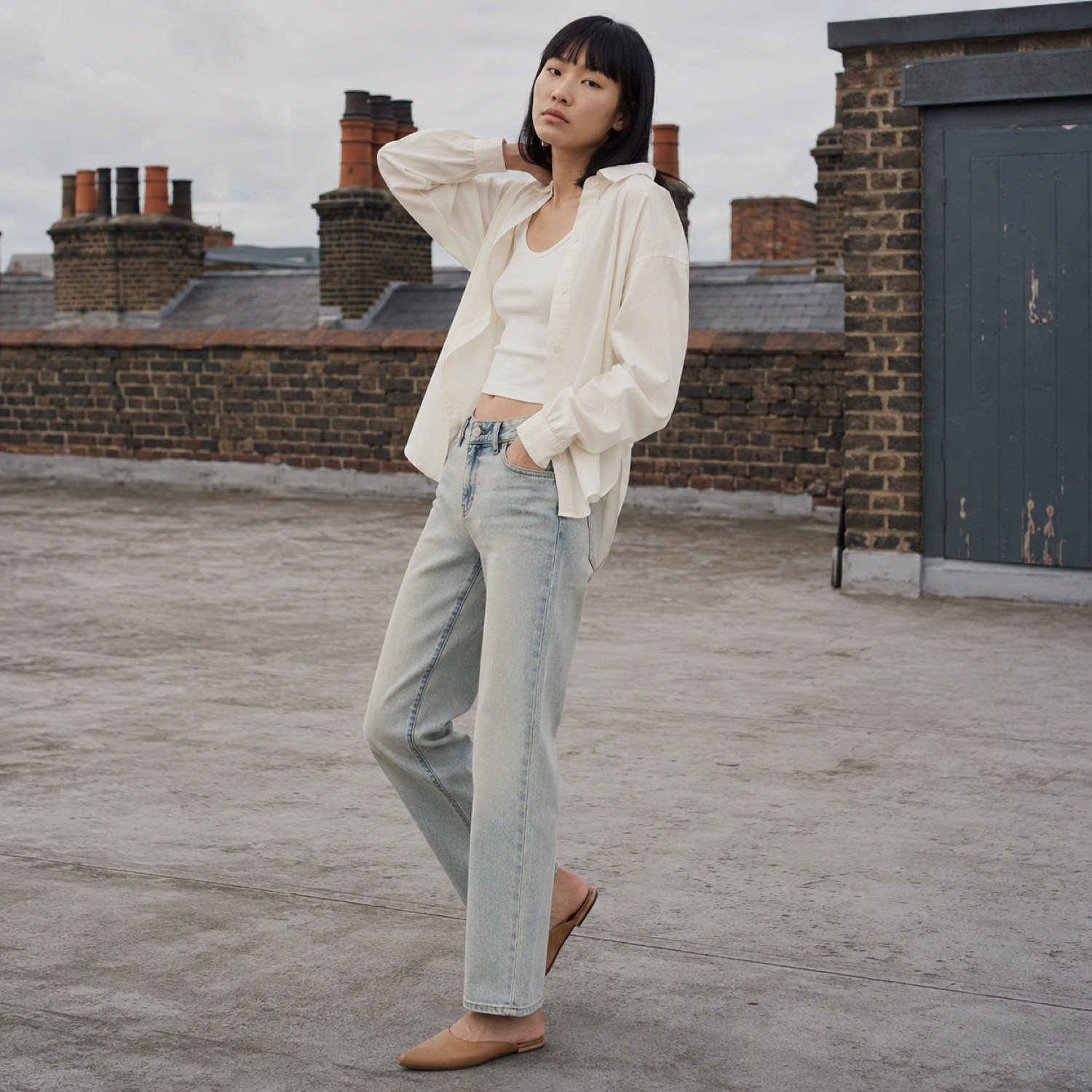 Foubert Straight Leg Jean — Jeans by YOON SYM. worn by a model.
