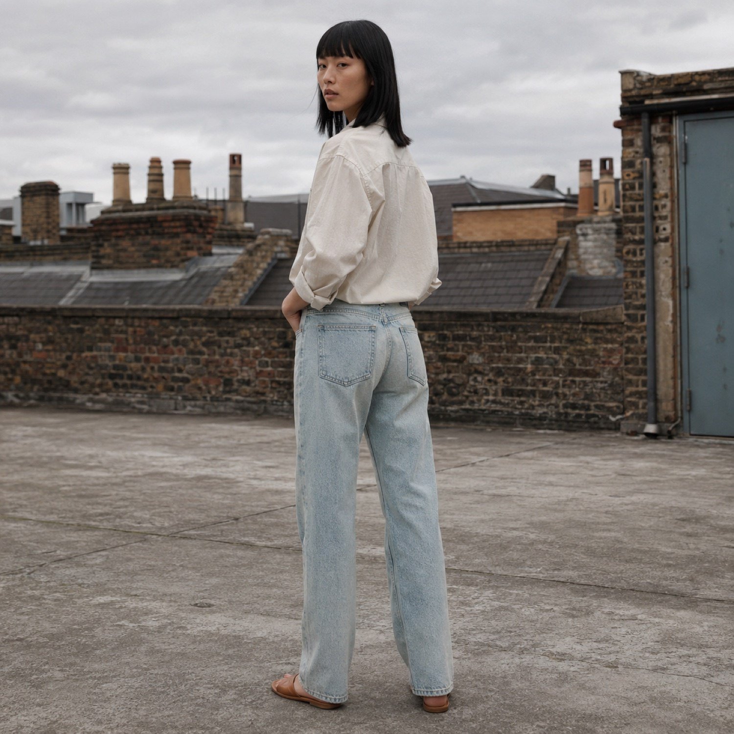 Foubert Straight Leg Jean — Jeans by YOON SYM. worn by a model, side view.