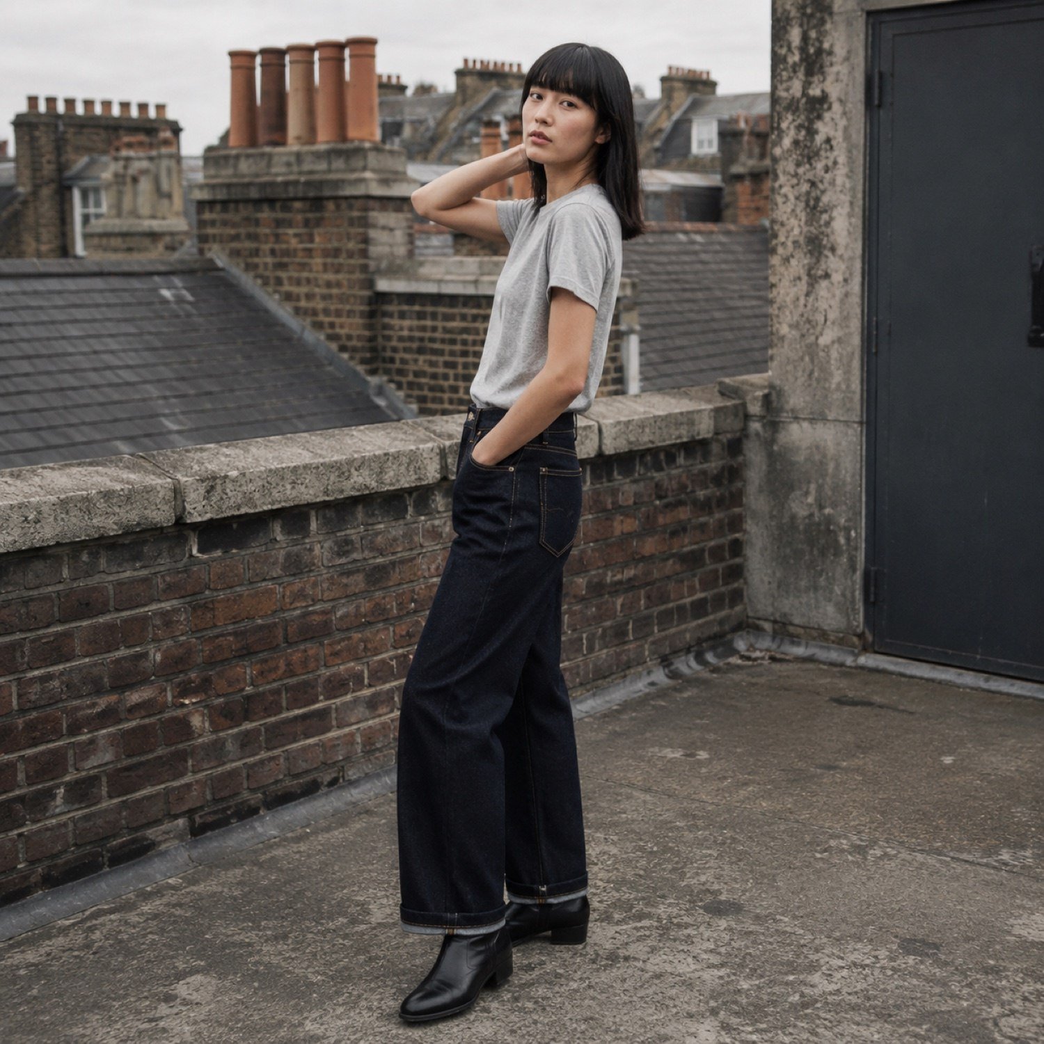 Soho Barrel Leg Jean — Jeans by YOON SYM. worn by a model.