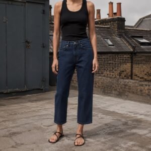 Beak Cropped Straight Jean — Jeans by YOON SYM. worn by a model.