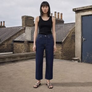 Beak Cropped Straight Jean — Jeans by YOON SYM. worn by a model.