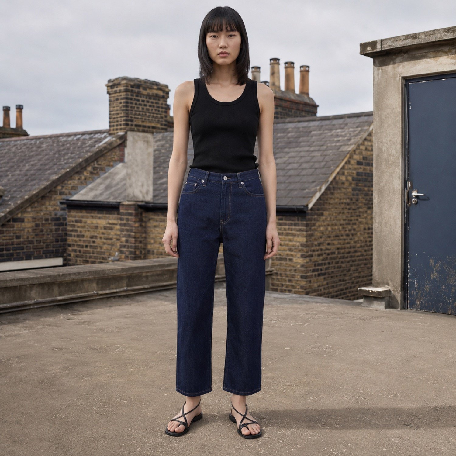 Beak Cropped Straight Jean — Jeans by YOON SYM. worn by a model.