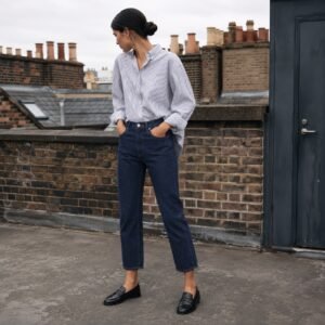 Beak Cropped Straight Jean — YOON SYM knitwear, product photograph