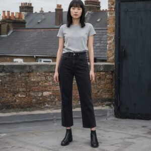 Argyll Cropped Straight Jean — Jeans by YOON SYM. worn by a model.