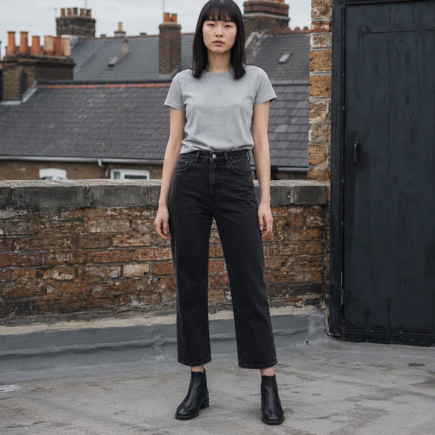Argyll Cropped Straight Jean — Jeans by YOON SYM. worn by a model.