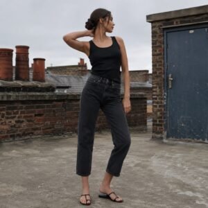 Argyll Cropped Straight Jean — YOON SYM knitwear, product photograph