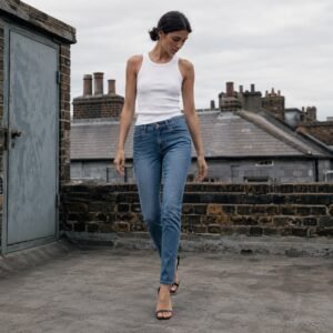 Berwick Slim Tapered Jean — Jeans by YOON SYM. worn by a model.