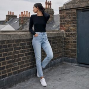 Poland Slim Tapered Jean — Jeans by YOON SYM. worn by a model.