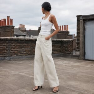 Noel Wide Leg Jean — Jeans by YOON SYM. worn by a model.