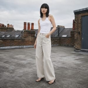 Noel Wide Leg Jean — Jeans by YOON SYM. worn by a model.