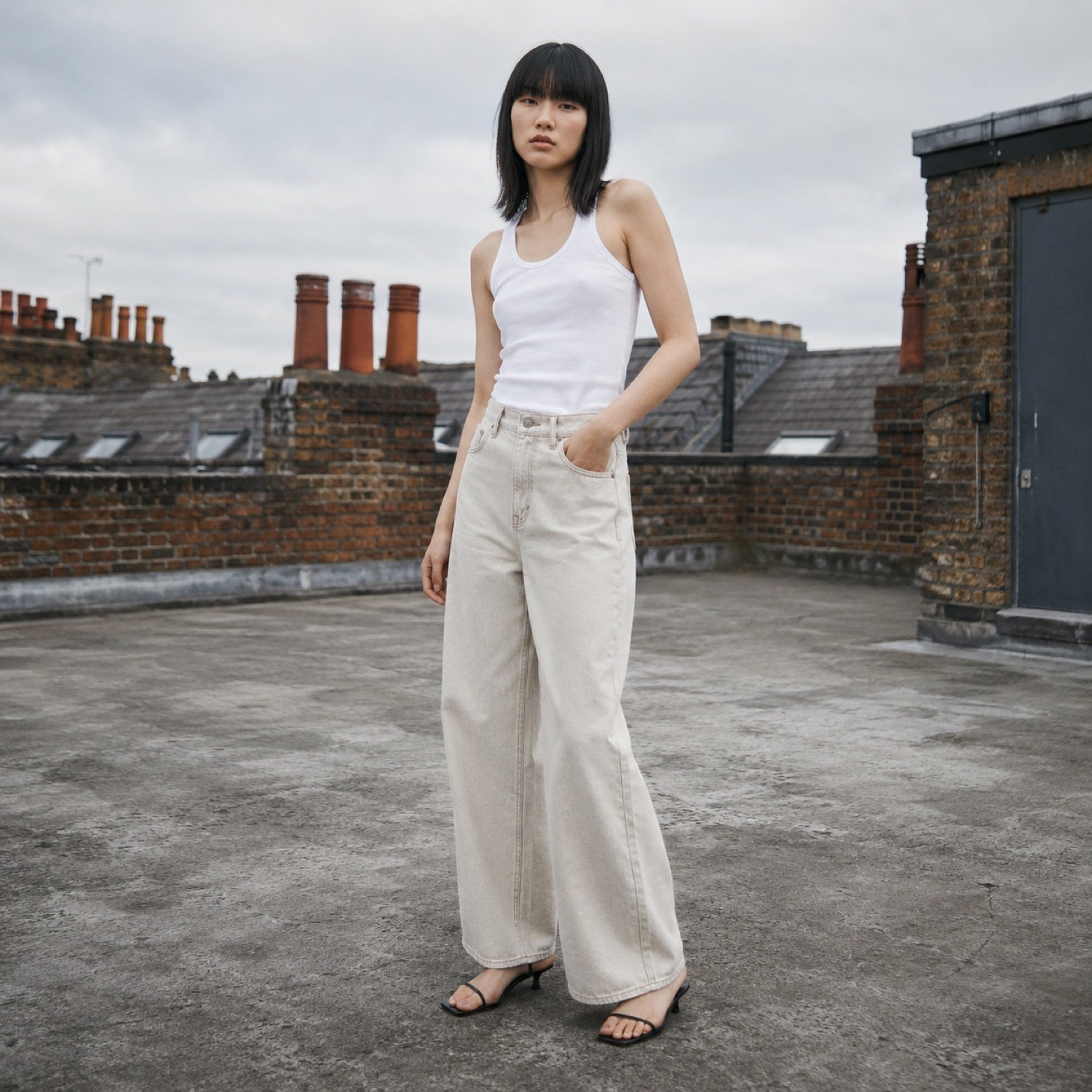 Noel Wide Leg Jean — Jeans by YOON SYM. worn by a model.