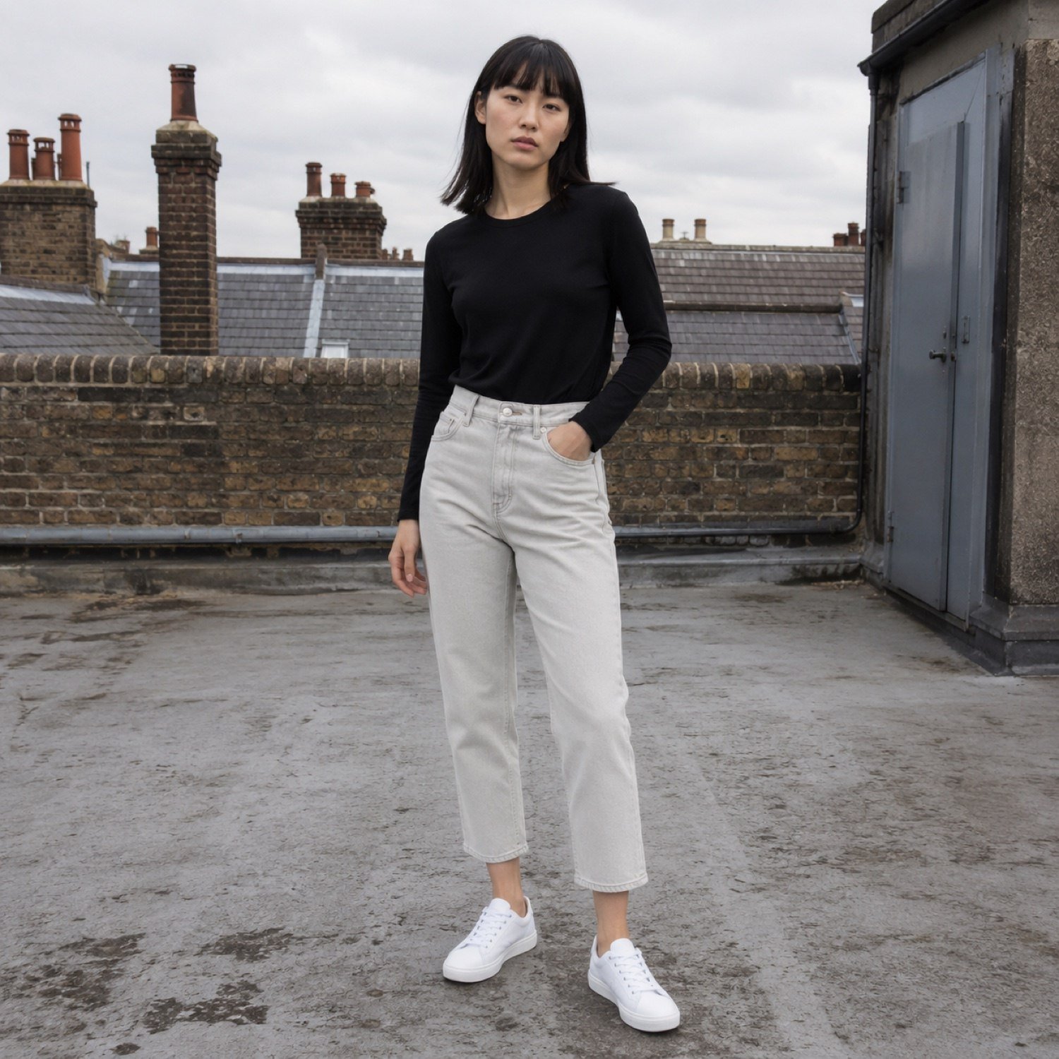 Foubert Cropped Straight Jean — Jeans by YOON SYM. worn by a model.