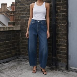 Soho Barrel Leg Jean — Jeans by YOON SYM. worn by a model.