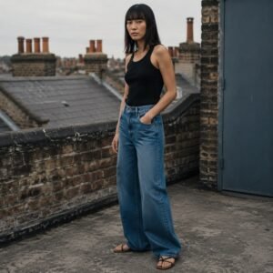 Beak Wide Leg Jean — Jeans by YOON SYM. worn by a model.