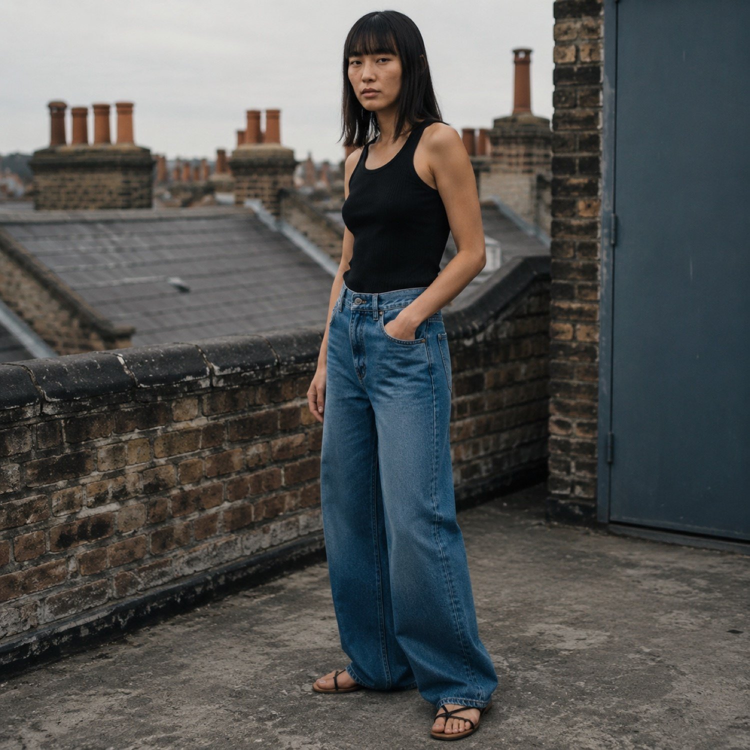 Beak Wide Leg Jean — Jeans by YOON SYM. worn by a model.