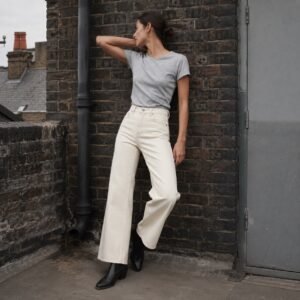 Ganton Barrel Leg Jean — Jeans by YOON SYM. worn by a model.