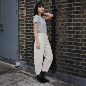 Ganton Barrel Leg Jean — Jeans by YOON SYM. worn by a model.