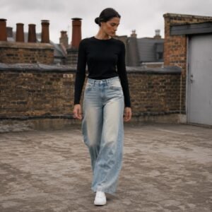 Argyll Wide Leg Jean — Jeans by YOON SYM. worn by a model.