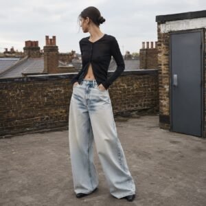 Argyll Wide Leg Jean — YOON SYM knitwear, product photograph