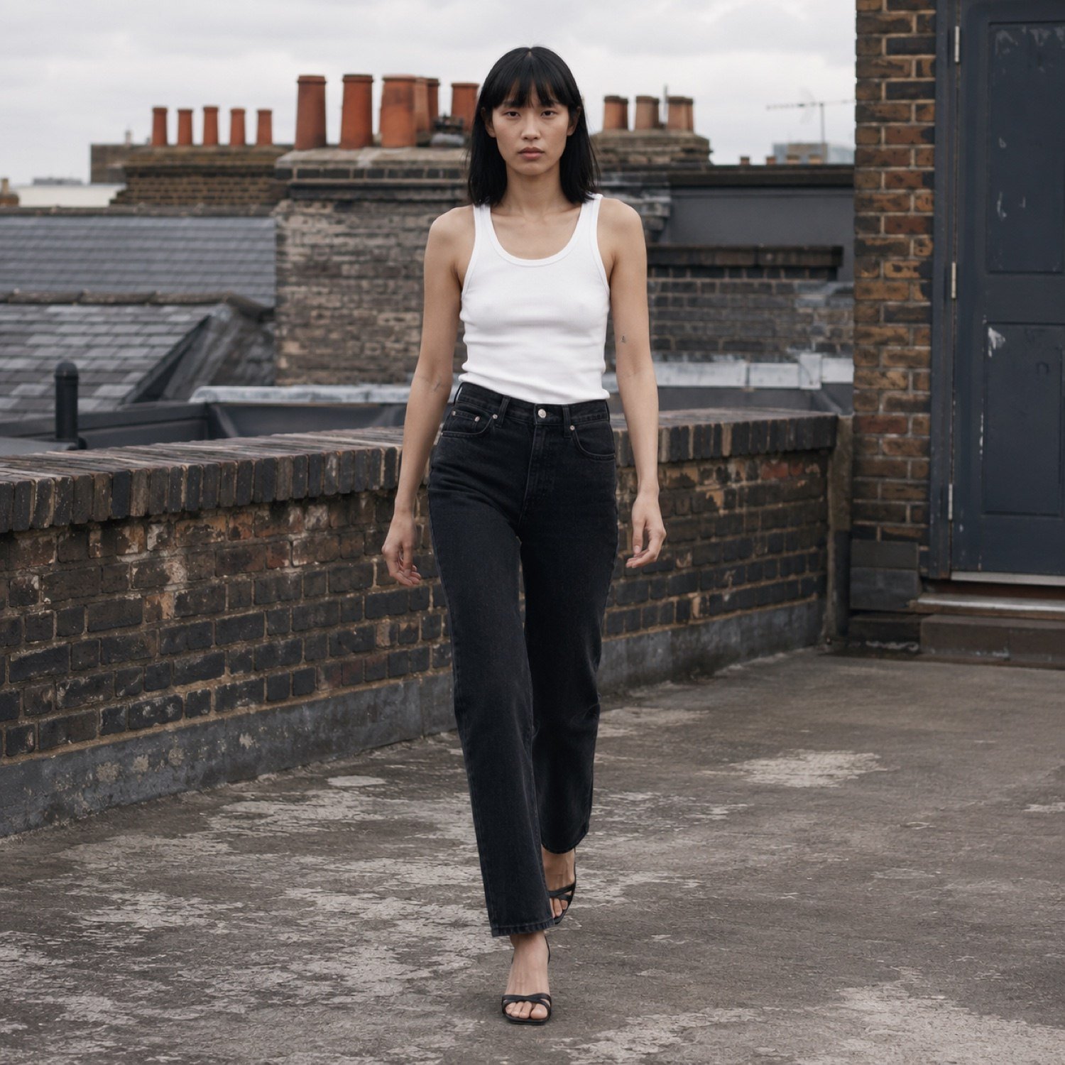 Bridle High Rise Straight Jean — Jeans by YOON SYM. worn by a model.