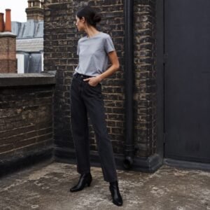 Bridle High Rise Straight Jean — Jeans by YOON SYM. worn by a model.
