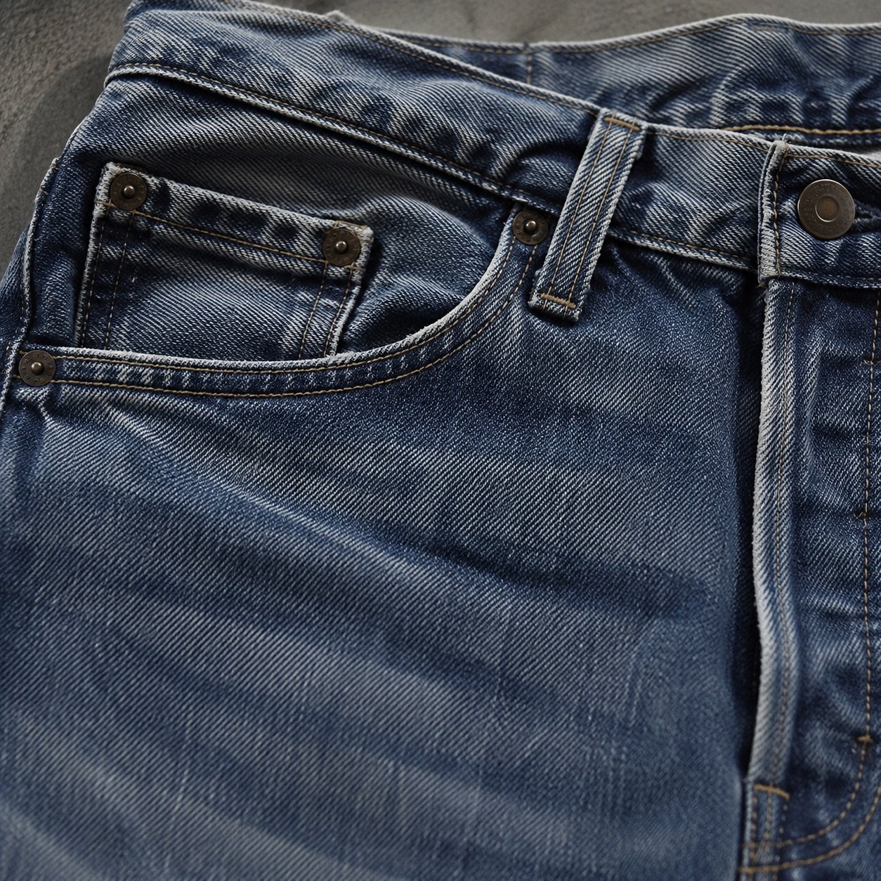 Kingly Cropped Straight Jean — Jeans by YOON SYM. close detail of the fabric and finish.