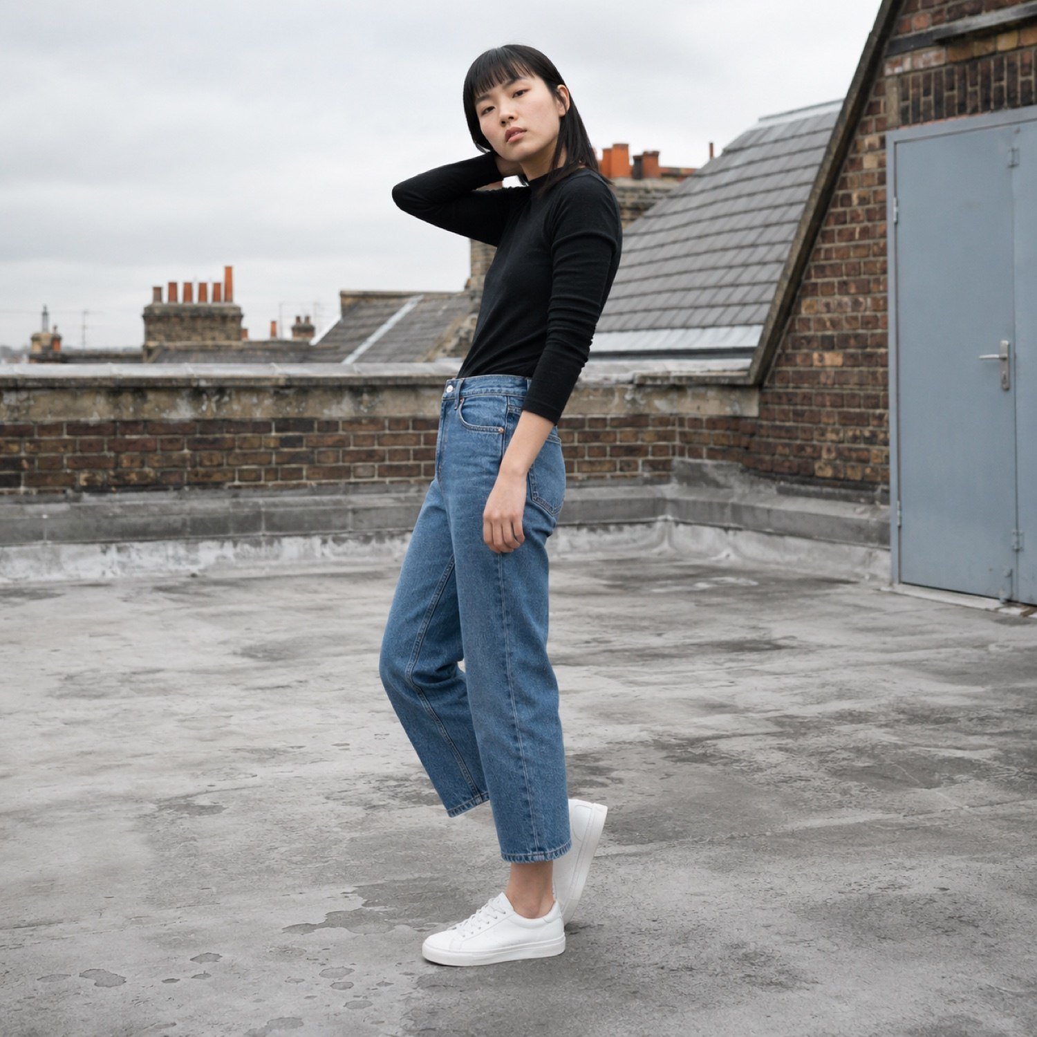 Kingly Cropped Straight Jean — Jeans by YOON SYM. worn by a model.