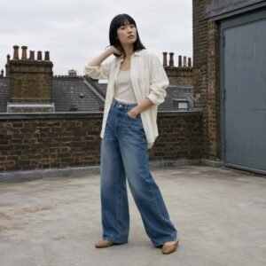 Berwick Wide Leg Jean — Jeans by YOON SYM. worn by a model.