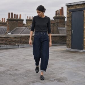 Carnaby Barrel Leg Jean — Jeans by YOON SYM. worn by a model.