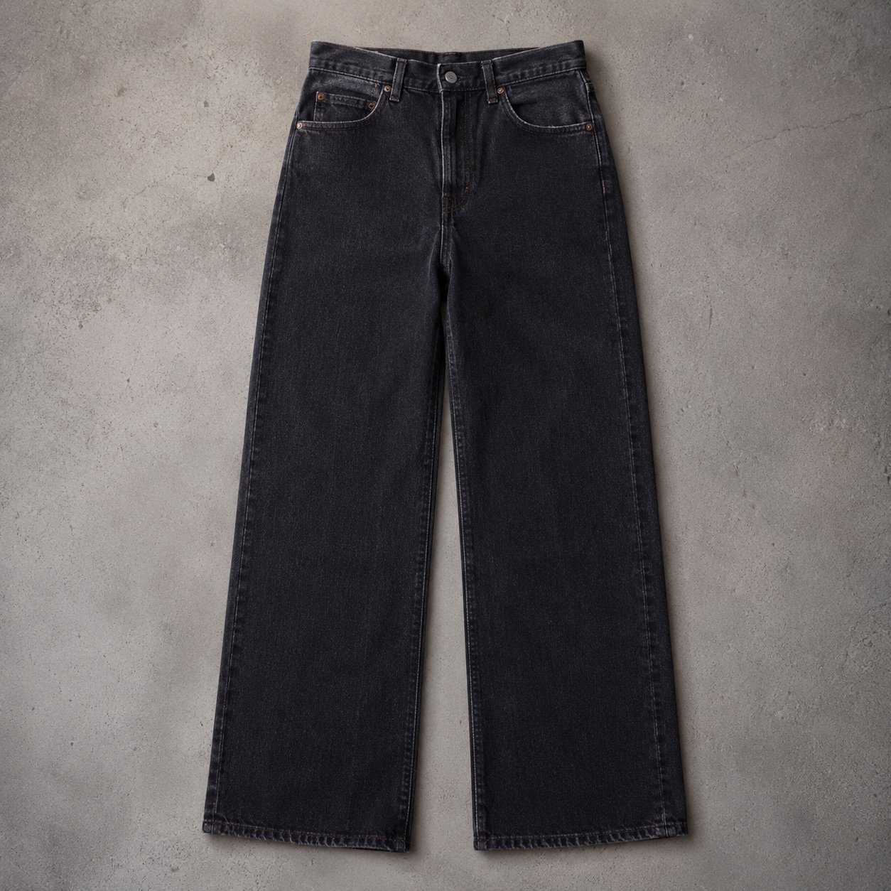Silver Wide Leg Jean — Jeans by YOON SYM. close detail of the fabric and finish.