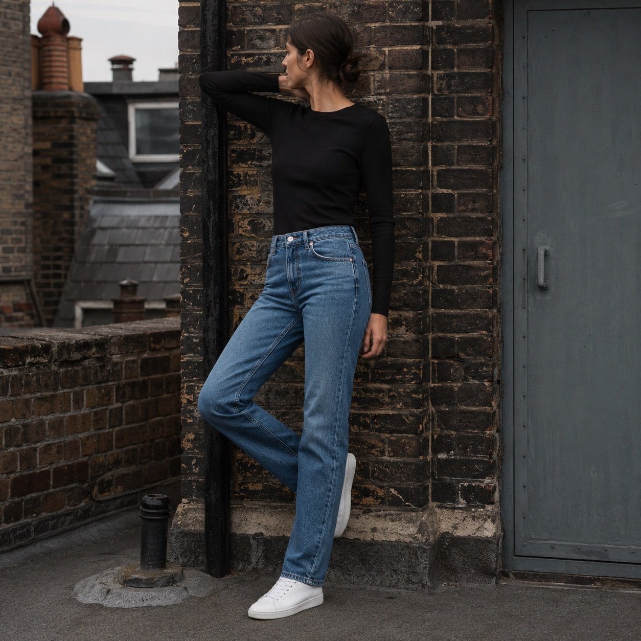 Lexington High Rise Straight Jean — Jeans by YOON SYM. worn by a model.