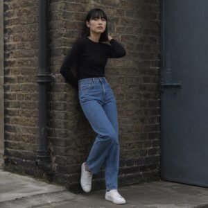 Lexington High Rise Straight Jean — Jeans by YOON SYM. worn by a model.