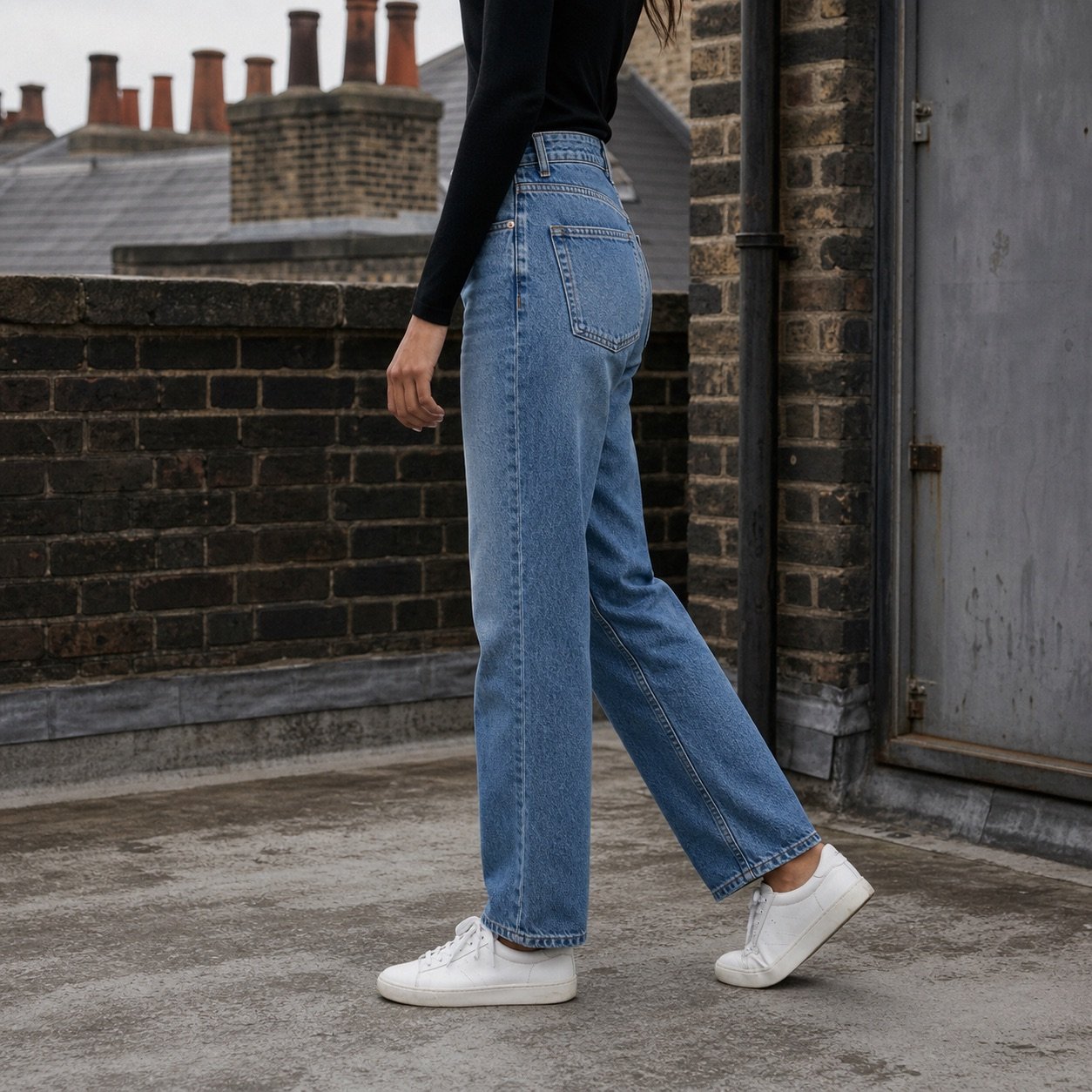 Lexington High Rise Straight Jean — Jeans by YOON SYM. worn by a model, side view.