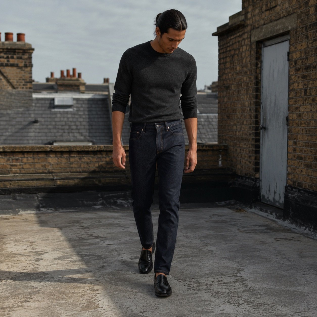 Warwick Slim Tapered Jean — Jeans by YOON SYM. worn by a model.