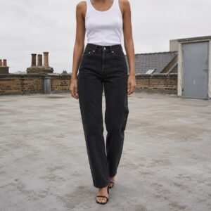 Noel High Rise Straight Jean — Jeans by YOON SYM. worn by a model.