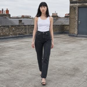 Noel High Rise Straight Jean — Jeans by YOON SYM. worn by a model.