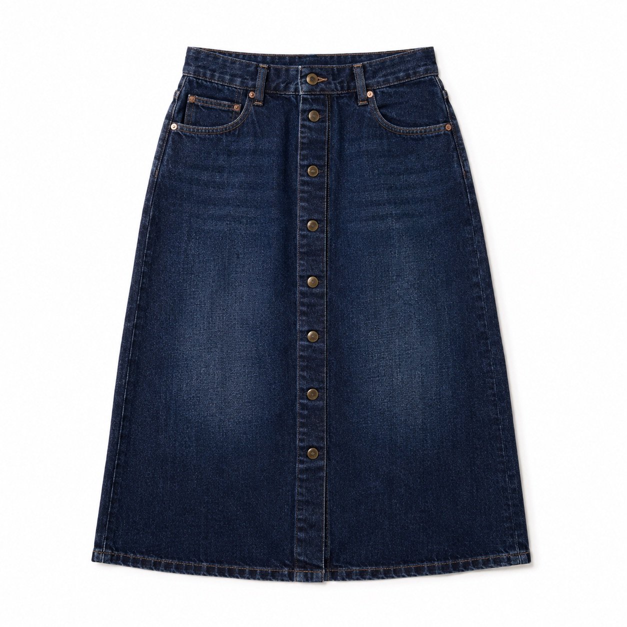 Ganton Button Front Denim Skirt — Skirts & Dresses by YOON SYM. product photograph on a white background.