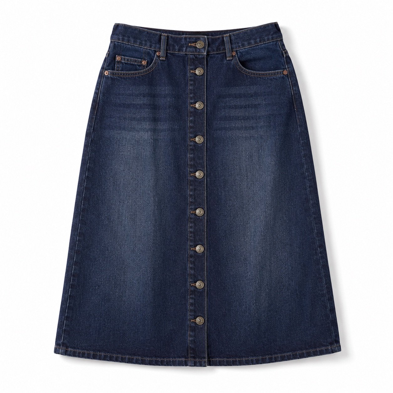 Broadwick Button Front Denim Skirt — Skirts & Dresses by YOON SYM. product photograph on a white background.