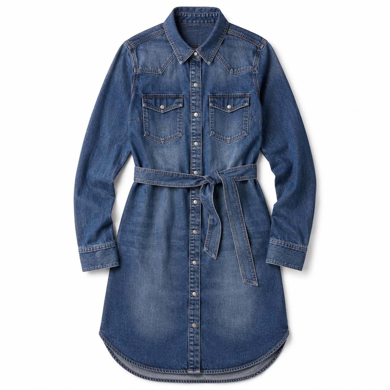Foubert Denim Shirt Dress — Skirts & Dresses by YOON SYM. product photograph on a white background.